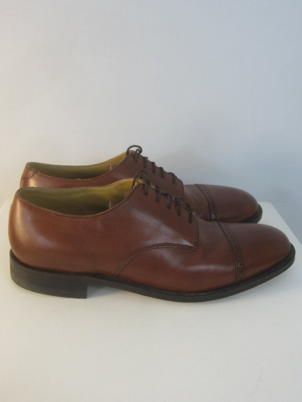 Johnston & Murphy Aristocraft Men 9 E Brown Leather Cap Toe Dress Shoes Classic - Picture 2 of 14